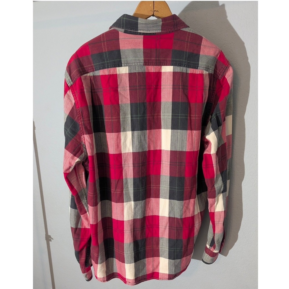 J.Crew Sporting Goods Mens Large Red Black Plaid Flannel Button Down Shirt - Picture 5 of 5